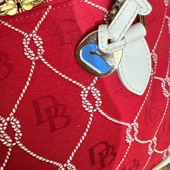 Dooney & Bourke Authenticated Red Canvas / Cream Leather - Excellent Condition - Picture 8 of 10